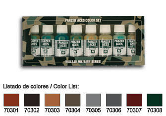 Vallejo 770122 Farbset, Set 1 - Panzer - Rost, Ketten und Gummi , 8x17 ml