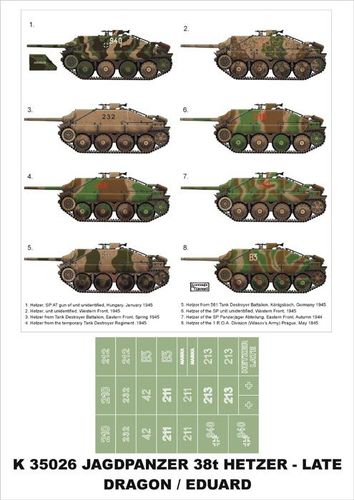 Montex Super Mask K 35026 Jagdpanzer Hetzer - late  für Eduard - Dragon Modell 1:35 Neu