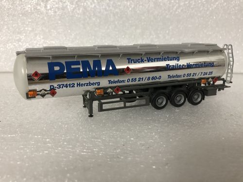 Herpa Pema Tanksattelauflieger Pema Truck-Vermietung 1:87 HO