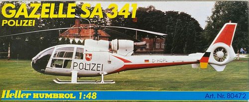 Heller 80472 Gazelle SA 341 Polizei Bausatz Maßstab 1:48 in OVP Neuwertig