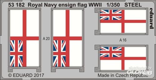 Eduard Accessories 53182  Royal Navy ensign flag WWII STEEL farbige Ätzteile 1:350 Neu in OVP