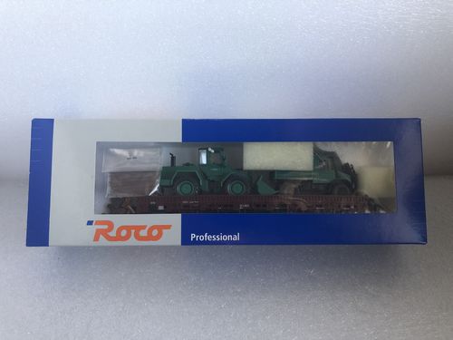 Roco 47848 Rungenwagen mit Radlader und Unimog  “SCHWARZ-BAU” 1:87 H0 Neuwertig in OVP