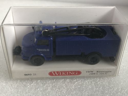 Wiking 069321 THW Rüstwagen (MB L1413) im Maßstab 1:87 H0 Neuwertig in OVP