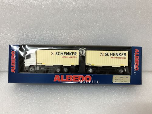 Albedo  MB Actros  Koffer-Wechselbrückenlastzug Schenker Stinnes Logistics Maßstab 1:87 HO in OVP