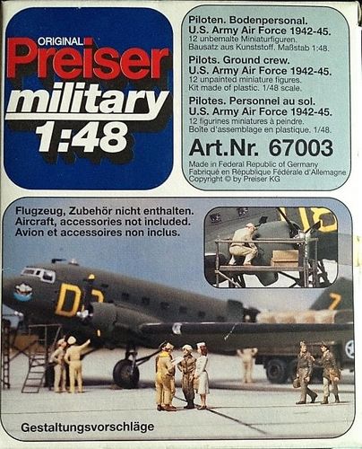 Preiser Military 67003 USAAF pilot and ground crews 1942-1945 Bausatz 1:48 OVP