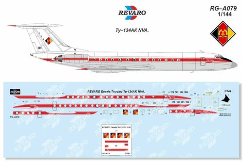 Revaro RG-A079 Decal Tu-134AK NVA  für Zvezda kit 1/144 NEU