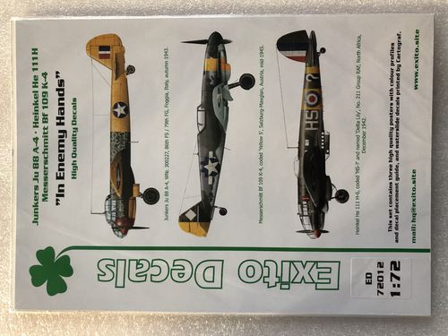 Exito Decals ED 72012 "In Enemy Hands" Bf 109 - He 111 - Ju 88 Decals Maßstab 1:72 Neu in OVP